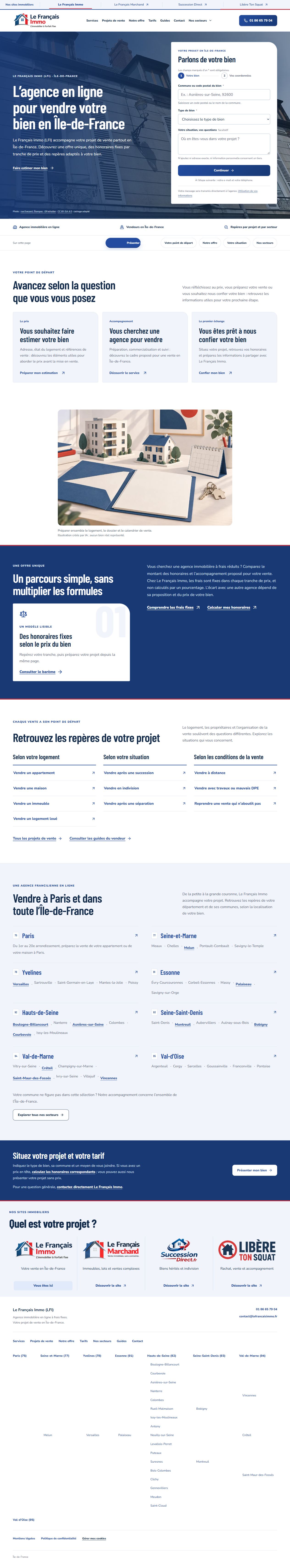 Aperçu du site Le Français Immo et de la présentation de son offre immobilière.